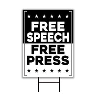 Free Speech Free Press Protect Democracy Yard Sign, Resist Hate Lawn Sign, Anti-Trump, Resist Racism, Resist Fascism Sign with Metal H-Stake