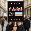 Literacy and Justice for All Protect Democracy Protest Sign, Anti-Trump, Political Activist Rally Sign, Resist Racism, Resist Fascism Poster