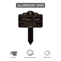 Memorial Tree Plaque Sign 10” x 14” - Rust-free Personalized Sturdy Aluminum Metal Garden Marker, Remembrance Plaque with Integrated Stake