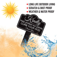 Kindly Help Protect Our Plants Curb Your Dog Yard Sign 10” x 14” - Rust-free Aluminum Sign for Lawn, Outdoor Yard Sign with Integrated Stake