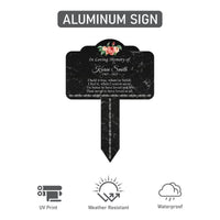 Personalized In Loving Memory Floral Memorial Yard Sign 10” x 14”, Rust-free Aluminum Tree Marker, Outdoor Garden Sign with Integrated Stake