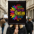 Equal Rights, No Kings In America Protest Sign, Anti-Trump Resistance
