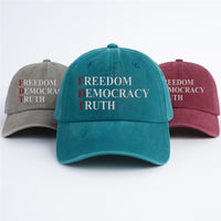 FDT Freedom Democracy Truth Embroidered Hat, Gift For Anti MAGA, Anti-Trump Hat, Democracy Embroidered Hat, Protest Hat, Patriotic Hat