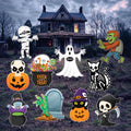 Halloween Yard Signs, Pumpkin Skeleton Ghost Lawn Decor, Cute Outdoor Trick or Treat Corrugated Cutouts with Stakes for Halloween Display