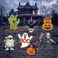 Halloween Yard Sign Set, Pumpkin Ghost Bat Mummy Frankenstein Lawn Decorations, Outdoor Halloween Signs with Stakes for Garden or Patio
