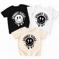 Melting Smiley Baby Shirt, Spooky Vibes Baby Bodysuit, Retro Halloween Toddler Sweatshirt - Creepy Cute Fall Outfit, Ghost Season Tee