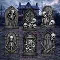 Graveyard Tombstone Yard Signs, Large Halloween Skeleton Skull Lawn Decorations with Stakes, Outdoor Scary Headstones for Home or Garden