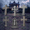 Cross Tombstone Halloween Yard Signs, Vintage Gravestone Decorations with Stakes, Outdoor Graveyard Lawn Décor for Home, School, or Party