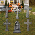 Cross Tombstone Halloween Yard Signs, Vintage Gravestone Decorations with Stakes, Outdoor Graveyard Lawn Décor for Home, School, or Party
