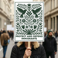 Protect and Defend Immigrants Protest Sign, Anti-Trump Resistance, Political Activist Poster, Rally Sign, Resist Fascism Protest Poster
