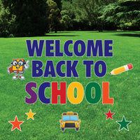Welcome Back to School Yard Signs, First Day of School Lawn Decorations with Metal Stakes, Outdoor Classroom Decor for Teachers & Students