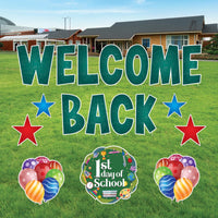Welcome Back to School Yard Signs, First Day of School Lawn Decorations with Metal Stakes, Outdoor Classroom Decor for Teachers & Students