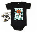 Trick or Treat Smell My Feet Baby Bodysuit, Funny Halloween Baby Shirt, Toddler Sweatshirt - Cute Spooky Outfit, Silly Fall Baby Clothes