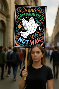 Fund Communities Not War Protest Sign, Anti-Trump Resistance, Political Activist Poster, Rally Sign, Resist Fascism Protest Poster