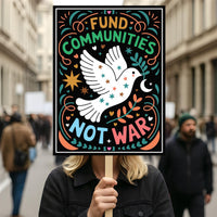 Fund Communities Not War Protest Sign, Anti-Trump Resistance, Political Activist Poster, Rally Sign, Resist Fascism Protest Poster