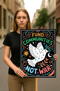 Fund Communities Not War Protest Sign, Anti-Trump Resistance, Political Activist Poster, Rally Sign, Resist Fascism Protest Poster