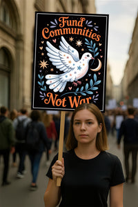Fund Communities Not War Protest Sign, Anti-Trump Resistance, Political Activist Poster, Rally Sign, Resist Fascism Protest Poster