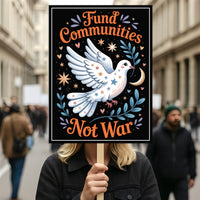 Fund Communities Not War Protest Sign, Anti-Trump Resistance, Political Activist Poster, Rally Sign, Resist Fascism Protest Poster