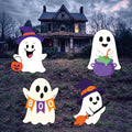 Cute Halloween Ghost Yard Signs, Funny Outdoor Lawn Decorations for Porch, Garden, or Pathway, Scary Halloween Party Dรฉcor with Stakes