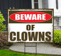 Beware of Clowns Yard Sign, Keep Out Halloween Lawn Decoration, Scary Spooky Outdoor Decor, Creepy Circus Warning Sign with Metal H-Stake