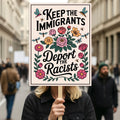 Abolish ICE Protest Sign, Anti-Trump Keep the Immigrants, Deport the Racists, Political Activist Poster, Resist Fascism Rally Sign