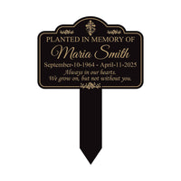 Memorial Tree Plaque Sign 10” x 14” - Rust-free Personalized Sturdy Aluminum Metal Garden Marker, Remembrance Plaque with Integrated Stake