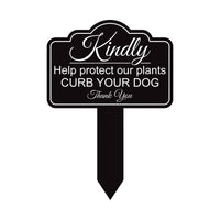 Kindly Help Protect Our Plants Curb Your Dog Yard Sign 10” x 14” - Rust-free Aluminum Sign for Lawn, Outdoor Yard Sign with Integrated Stake