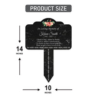 Personalized In Loving Memory Floral Memorial Yard Sign 10” x 14”, Rust-free Aluminum Tree Marker, Outdoor Garden Sign with Integrated Stake