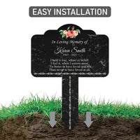 Personalized In Loving Memory Floral Memorial Yard Sign 10” x 14”, Rust-free Aluminum Tree Marker, Outdoor Garden Sign with Integrated Stake