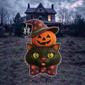 Cute Black Cat Pumpkin Halloween Yard Sign with Stakes, Outdoor Jack-O'-Lantern Lawn Decoration for Porch, Patio, or Garden Party Décor