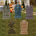 Halloween RIP Tombstone Yard Signs with Stakes, Outdoor Graveyard Decorations for Lawn or Cemetery, Scary Halloween Party Yard Décor