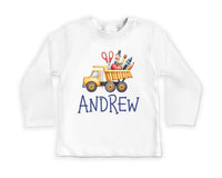 Personalized Dump Truck T-Shirt, Custom Name Back to School Kids Shirt, Toddler Sweatshirt - Boys Construction Outfit Gift