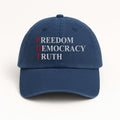 FDT Freedom Democracy Truth Embroidered Hat, Gift For Anti MAGA, Anti-Trump Hat, Democracy Embroidered Hat, Protest Hat, Patriotic Hat