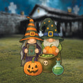 Halloween Gnome Yard Sign with Stakes, Witch and Wizard Lawn Decoration with Pumpkin and Cauldron, Outdoor Garden Decor for Fall Party