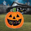 Trick or Treat Pumpkin Halloween Yard Sign with Bat, Outdoor Jack-O'-Lantern Lawn Decoration with Stakes for Garden, Porch, or Party Decor
