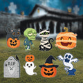 Halloween Yard Signs with Stakes, Pumpkin Skeleton Ghost Lawn Decorations, Large Corrugated Garden Trick-or-Treat Display for Party or Porch