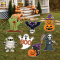 Halloween Yard Sign Set, Pumpkin Ghost Bat Mummy Frankenstein Lawn Decorations, Outdoor Halloween Signs with Stakes for Garden or Patio