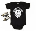 Spooky Vibes Baby Bodysuit, Melting Smiley Baby Shirt, Retro Halloween Toddler Sweatshirt - Creepy Cute Fall Outfit, Ghost Season Tee