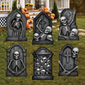 Graveyard Tombstone Yard Signs, Large Halloween Skeleton Skull Lawn Decorations with Stakes, Outdoor Scary Headstones for Home or Garden