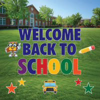 Welcome Back to School Yard Signs, First Day of School Lawn Decorations with Metal Stakes, Outdoor Classroom Decor for Teachers & Students