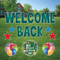 Welcome Back to School Yard Signs, First Day of School Lawn Decorations with Metal Stakes, Outdoor Classroom Decor for Teachers & Students