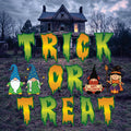Trick or Treat Gnome Halloween Yard Sign Cutouts, Spooky Lawn Letters with Gnomes, Outdoor Garden Halloween Party Decorations with Stakes