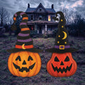 Pumpkin Garden Stakes for Halloween, Jack-o-Lantern Yard Signs with Witch Hats, Outdoor Halloween Lawn Decor for Patio, Garden Party Display