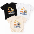 Personalized Name Fall Baby Shirt, Excavator Pumpkin Baby Bodysuit, Toddler Sweatshirt - Boys Halloween Outfit, Cute Construction Look