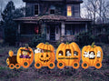 Pumpkin Train Halloween Yard Signs, Fall Witch Skeleton Mummy Lawn Stakes, Outdoor Happy Harvest Thanksgiving Decorations for Garden or Lawn
