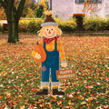 Scarecrow Fall Yard Sign, Happy Harvest Thanksgiving Outdoor Decoration, Pumpkin Garden Stake, Autumn Porch Lawn Decor with Cute Scarecrow