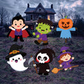 Halloween Kids Yard Signs Set, Cute Outdoor Lawn Decorations with Ghost, Witch, Dracula, Frankenstein, Pumpkin, Reaper, Party Stakes