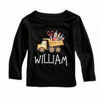 Personalized Dump Truck T-Shirt, Custom Name Back to School Kids Shirt, Toddler Sweatshirt - Boys Construction Outfit Gift