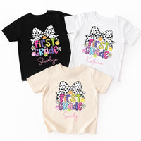 Custom Name Back to School Shirt, Preppy 1st Grade Shirt for Girls, First Day of School Outfit, Personalized Elementary Tee for Kids