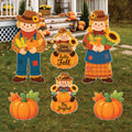 Scarecrow Family Yard Decorations, Fall Pumpkin Porch Sign Set, Outdoor Thanksgiving Lawn Stakes, Hello Fall Give Thanks Autumn Decor